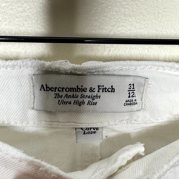 ABERCROMBIE & FITCH Ankle Straight Ultra High Rise Curve Love Jeans White {J52} - Picture 5 of 6